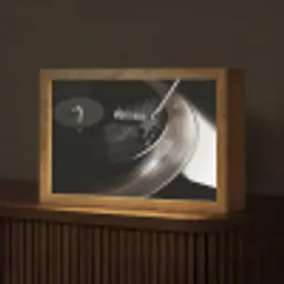 Close-up - Vinylplaat - Platenspeler - Zwart Light Box met kabel (Tafellamp) klein -z3d_website