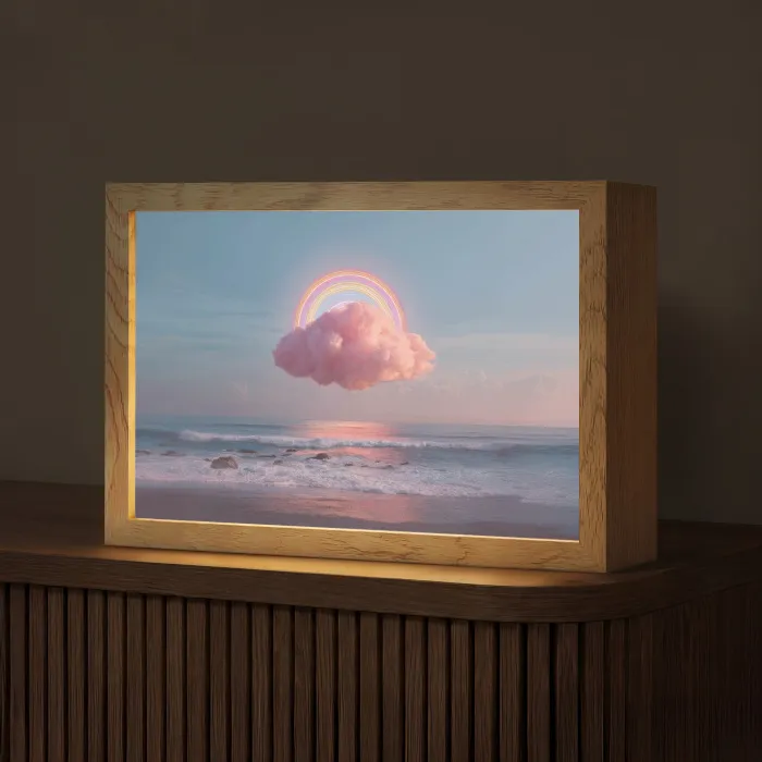 Wolk - Regenboog - Zee Light Box met kabel (Tafellamp) klein -z3d_website