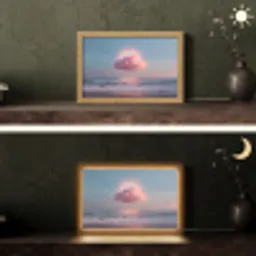 Wolk - Regenboog - Zee Light Box met kabel (Tafellamp) klein -sfeer3