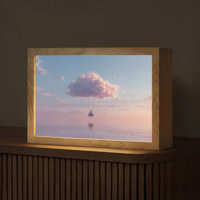 Wolk - Schommel - Kleurrijke lucht Light Box met kabel (Tafellamp) klein -z3d_website