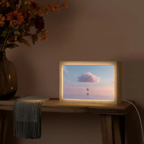 Wolk - Schommel - Kleurrijke lucht Light Box met kabel (Tafellamp) klein -sfeer4