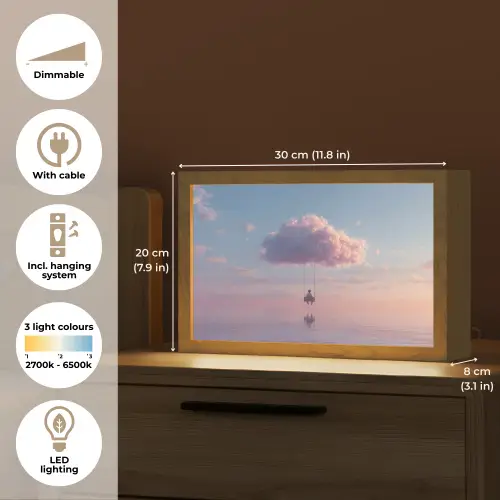Wolk - Schommel - Kleurrijke lucht Light Box met kabel (Tafellamp) klein -USP_EN
