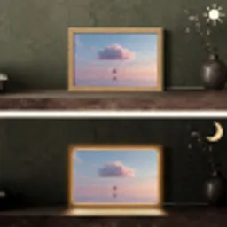 Wolk - Schommel - Kleurrijke lucht Light Box met kabel (Tafellamp) klein -sfeer3