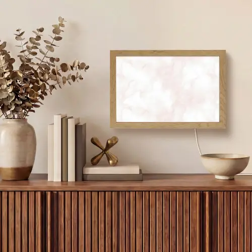 Wolkenstructuur - Roze - Marmer Light Box met kabel (Tafellamp) klein 924 -sfeer2