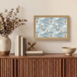 Wolken - Kraanvogels - Blauw Light Box met kabel (Tafellamp) klein 924 -sfeer2