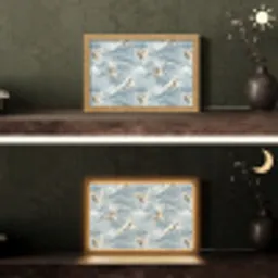 Wolken - Kraanvogels - Blauw Light Box met kabel (Tafellamp) klein 924 -sfeer3