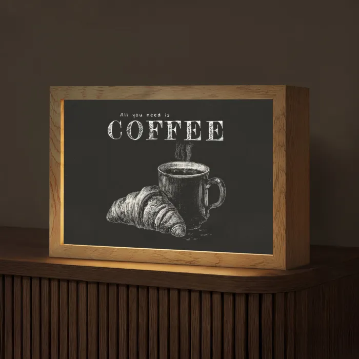 Koffie - Croissant - Tekst Light Box met kabel (Tafellamp) klein -z3d_website
