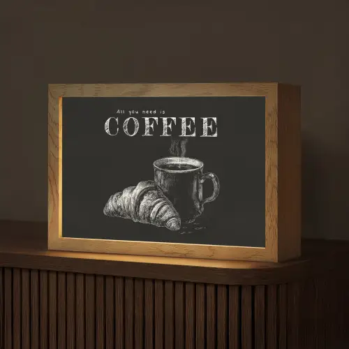 Koffie - Croissant - Tekst Light Box met kabel (Tafellamp) klein -z3d_website