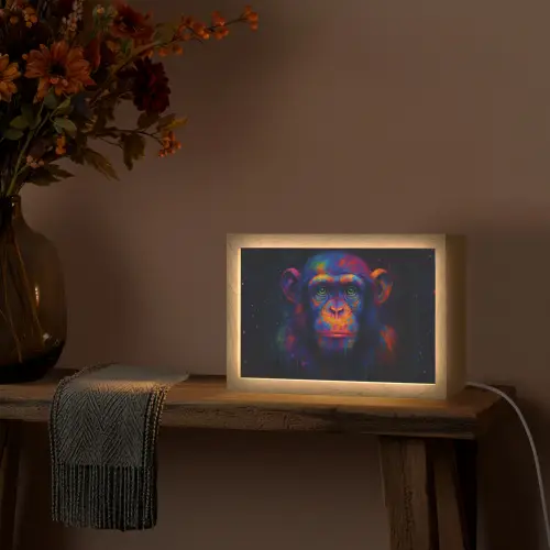 Kleurrijk - Aap - Abstract Light Box met kabel (Tafellamp) klein -sfeer4