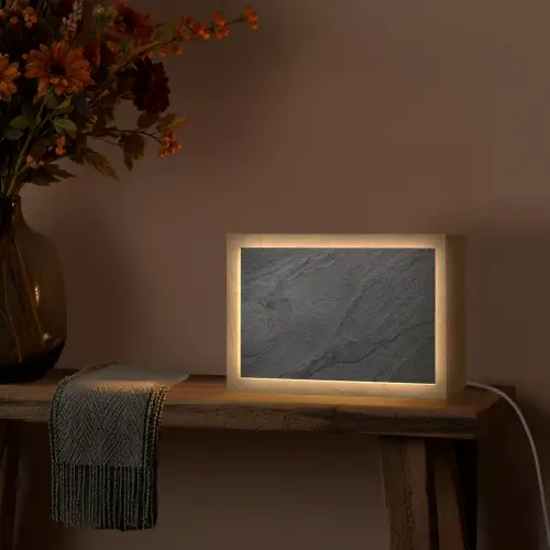 Beton - Zwart - Industrieel Light Box met kabel (Tafellamp) klein -sfeer4