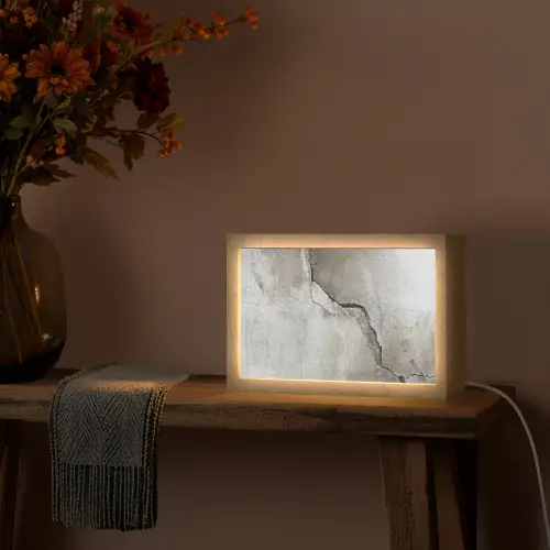 Beton - Industrieel - Grijs Light Box met kabel (Tafellamp) klein -sfeer4
