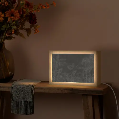 Beton - Patroon - Zwart Light Box met kabel (Tafellamp) klein -sfeer4
