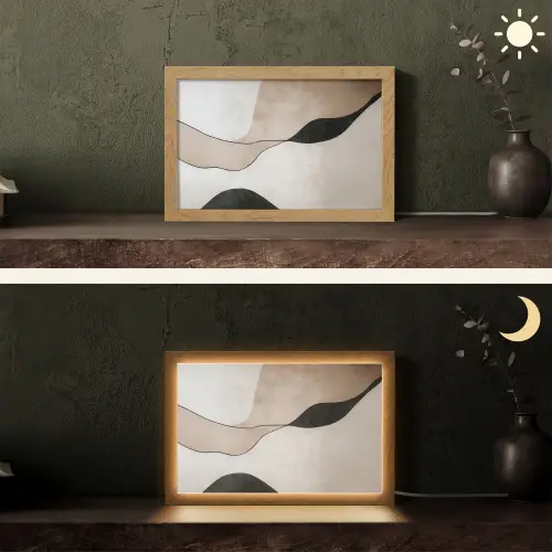 Contourlijnen - Abstracte landschap Light Box met kabel (Tafellamp) klein -sfeer3