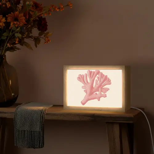 Koraal - Stipjes - Roze Light Box met kabel (Tafellamp) klein -sfeer4
