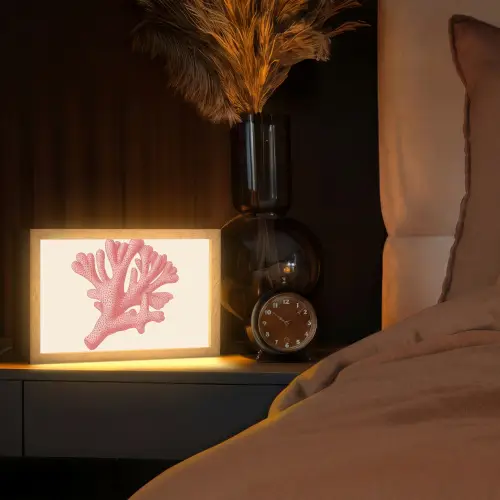 Koraal - Stipjes - Roze Light Box met kabel (Tafellamp) klein -sfeer1