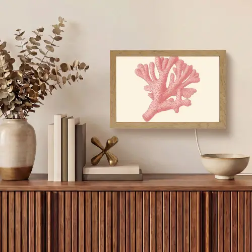 Koraal - Stipjes - Roze Light Box met kabel (Tafellamp) klein -sfeer2