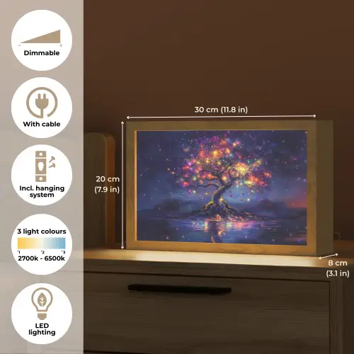 Kosmisch - lichtboom - Kerst - Kleurrijk Light Box met kabel (Tafellamp) klein -USP_EN