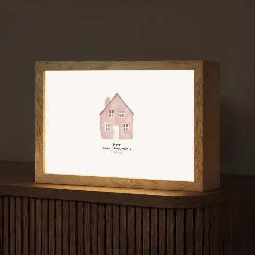 Huisje - Roze - Quote - Moeder Light Box met kabel (Tafellamp) klein -z3d_website