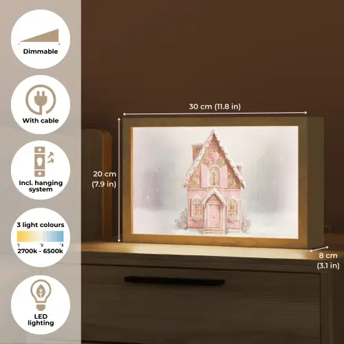 Huisje - Suiker - Pastel Light Box met kabel (Tafellamp) klein -USP_EN