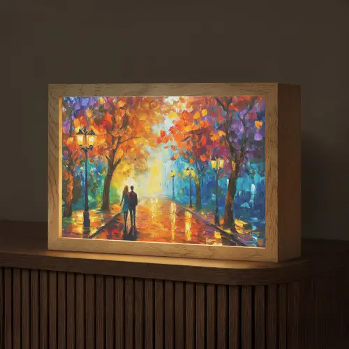 Koppel - Liefde - Bos - Kunst Light Box met kabel (Tafellamp) klein -z3d_website