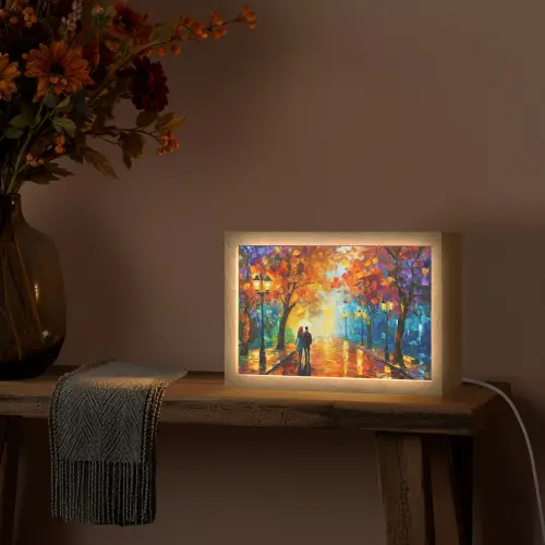 Koppel - Liefde - Bos - Kunst Light Box met kabel (Tafellamp) klein -sfeer4