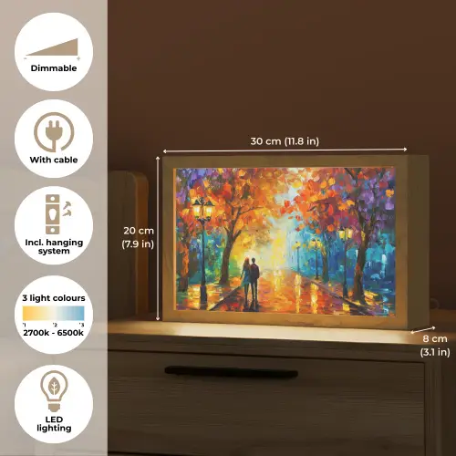 Koppel - Liefde - Bos - Kunst Light Box met kabel (Tafellamp) klein -USP_EN