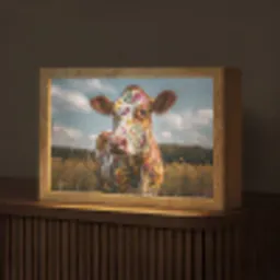 Koe - Bloemen - Weiland Light Box met kabel (Tafellamp) klein -z3d_website