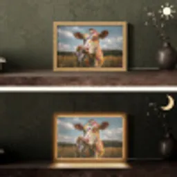 Koe - Bloemen - Weiland Light Box met kabel (Tafellamp) klein -sfeer3