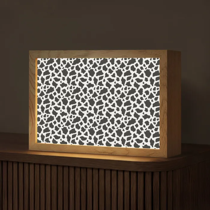 Koe - Vlekken - Patroon - Zwart Light Box met kabel (Tafellamp) klein 924 -z3d_website