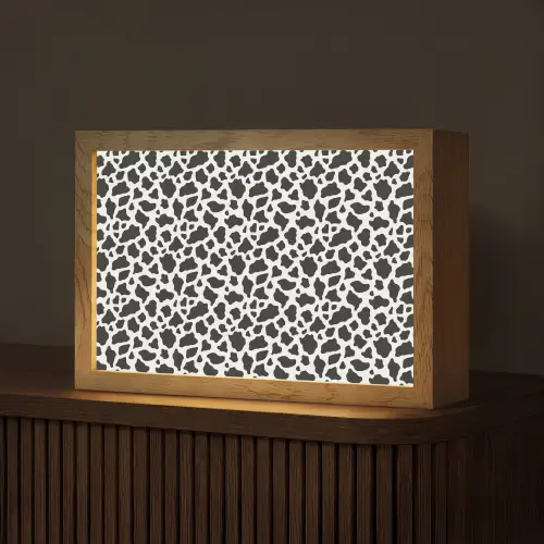 Koe - Vlekken - Patroon - Zwart Light Box met kabel (Tafellamp) klein 924 -z3d_website