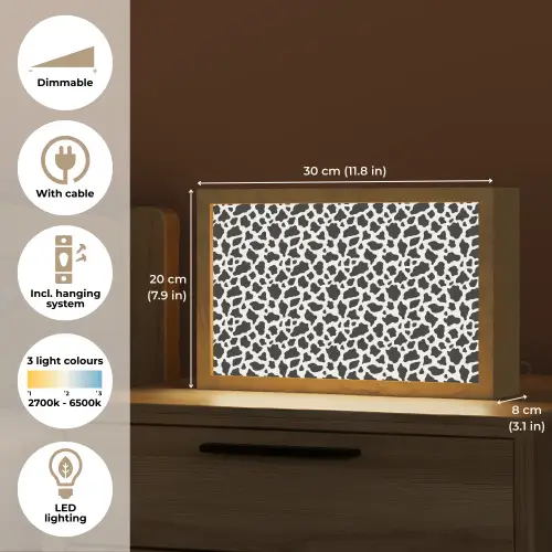 Koe - Vlekken - Patroon - Zwart Light Box met kabel (Tafellamp) klein 924 -USP_EN