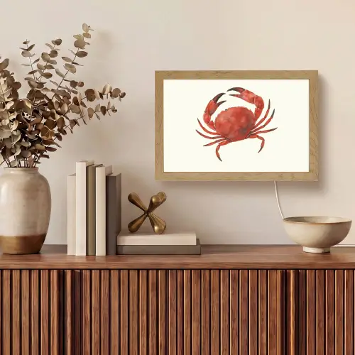Krab - Felrood - Poten Light Box met kabel (Tafellamp) klein -sfeer2
