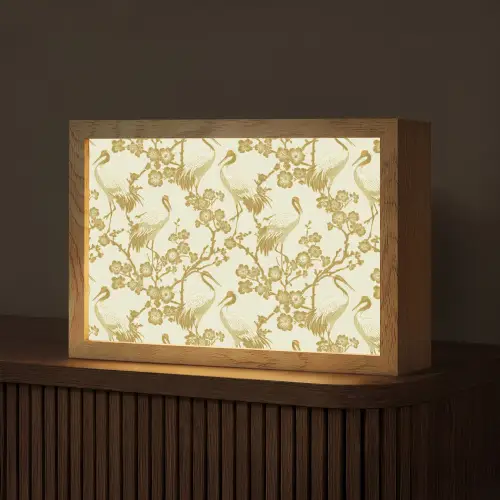 Kraanvogels - Kersenbloesem - Goud Light Box met kabel (Tafellamp) klein 924 -z3d_website