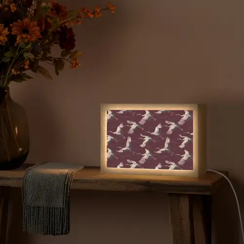Kraanvogels - Klassiek - Bordeaux Light Box met kabel (Tafellamp) klein 924 -sfeer4