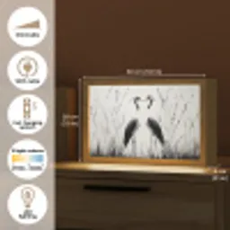 Kraanvogels - Gras - Hartvorm - Zwart Light Box met kabel (Tafellamp) klein -USP_EN