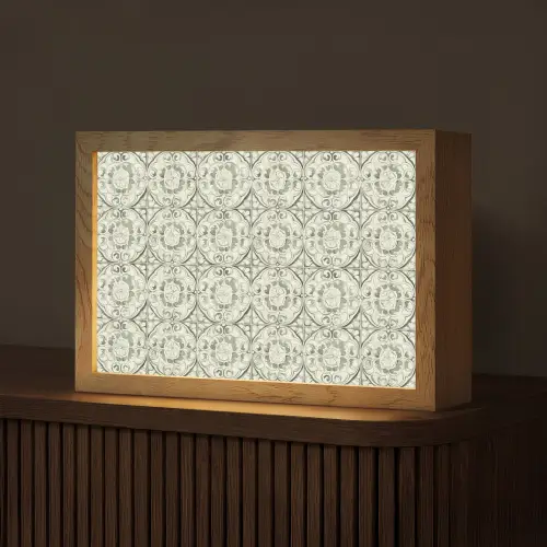 Krulornament - Tegel - Groen Light Box met kabel (Tafellamp) klein 924 -z3d_website