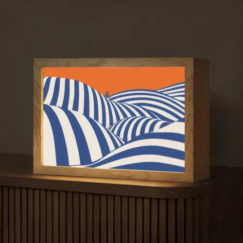 Fietser - Heuvels - Strepen - Blauw Light Box met kabel (Tafellamp) klein -z3d_website