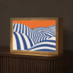 Fietser - Heuvels - Strepen - Blauw Light Box met kabel (Tafellamp) klein -z3d_website