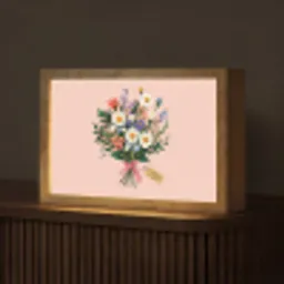 Margrieten - Boeket - Strikje - Roze Light Box met kabel (Tafellamp) klein -z3d_website