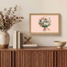 Margrieten - Boeket - Strikje - Roze Light Box met kabel (Tafellamp) klein -sfeer2