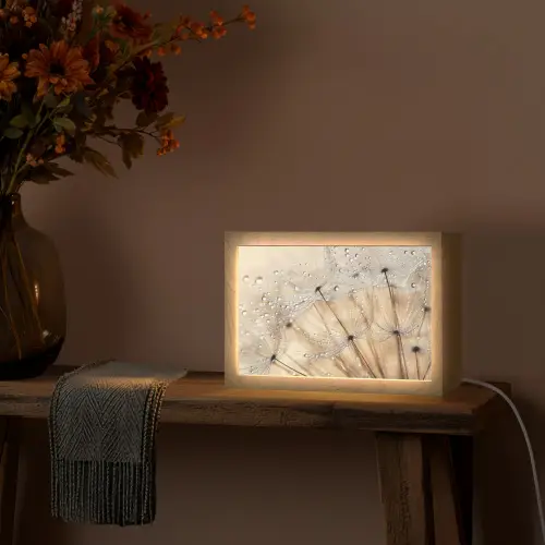 Paardenbloem - Abstract - Natuur - Beige Light Box met kabel (Tafellamp) klein -sfeer4