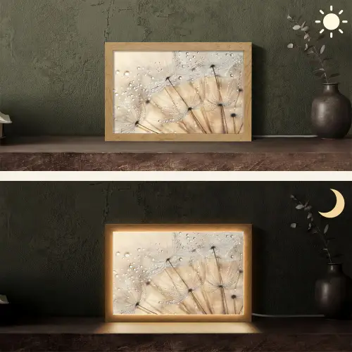Paardenbloem - Abstract - Natuur - Beige Light Box met kabel (Tafellamp) klein -sfeer3