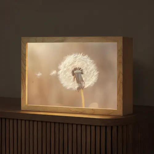 Paardenbloem - Beige - Natuur - Bloem Light Box met kabel (Tafellamp) klein -z3d_website