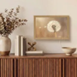 Paardenbloem - Beige - Natuur - Bloem Light Box met kabel (Tafellamp) klein -sfeer2