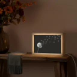 Paardenbloem - Zwart - Natuur Light Box met kabel (Tafellamp) klein -sfeer4
