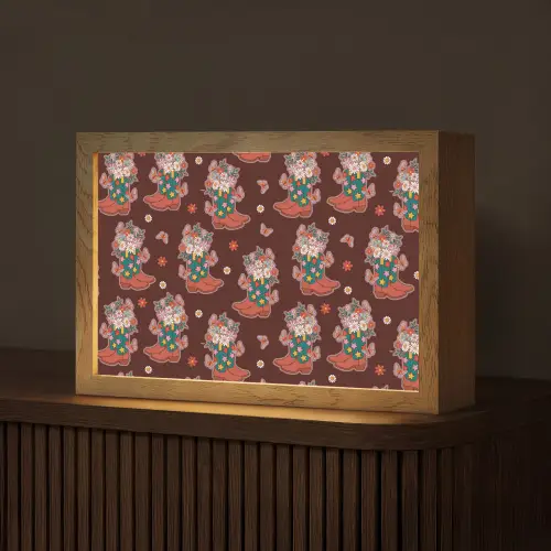 Donker - Cowboy - Laars - Patroon Light Box met kabel (Tafellamp) klein 924 -z3d_website