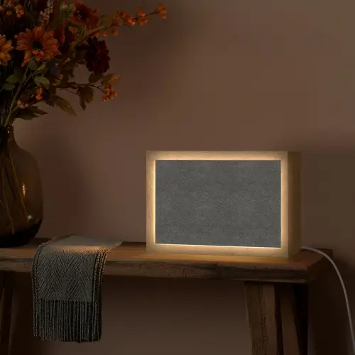 Donkergrijs - Asfaltstructuur - Ruw Light Box met kabel (Tafellamp) klein 924 -sfeer4