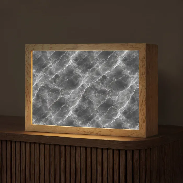 Donkergrijs - Bliksem - Marmer Light Box met kabel (Tafellamp) klein 924 -z3d_website