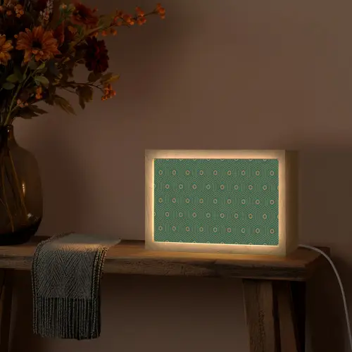 Donkergroen - Modern - Patroon - Goud Light Box met kabel (Tafellamp) klein 924 -sfeer4