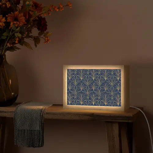 Deco - Waaier - Blauw Light Box met kabel (Tafellamp) klein 924 -sfeer4